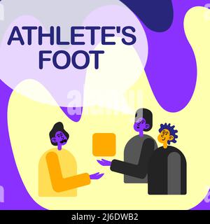 Inspiration montrant le signe Athlete S est le pied. Idée d'affaires une infection fongique du pied marquée par des cloques collègues Afficher le Cube représentant Banque D'Images