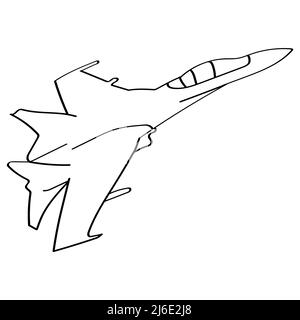 Avion militaire de dessin animé isolé sur fond blanc pour le design artistique Banque D'Images