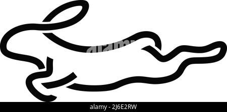 Simple Line Art of Rabbit Running Illustration de Vecteur