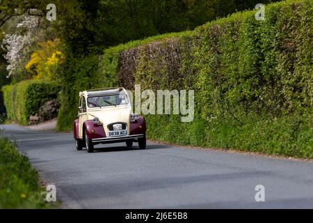 Citreon 2CV. Participation à la course de charité « Wye Run » de Wales et de la vallée de la Wye, le club Rotary de printemps de voitures classiques. Banque D'Images