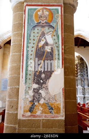 Fresque de Saint Augustine. Cathédrale Santa Maria Assunta de Nardò; Salento; Pouilles, Italie. La cathédrale actuelle se trouve probablement sur le site d'un Byzan Banque D'Images