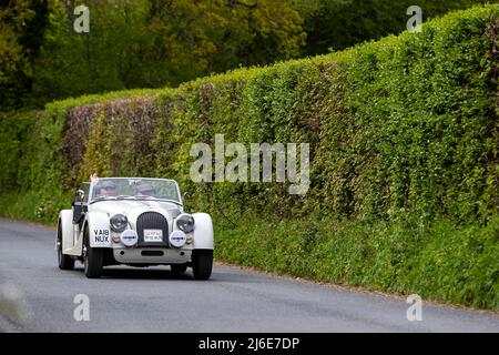 1980 Morgan 4/4 4 places - voitures classiques printemps Rotary Club charité 'Wye Run' à travers le pays de Galles et la vallée de Wye. Banque D'Images