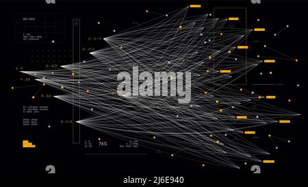 Réseau neuronal de données volumineuses complexes, concept de visualisation des données d'information, analyse d'entreprise, expérience technologique Illustration de Vecteur