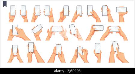 Jeu de mains, de gestes et de mouvements réalistes avec le téléphone, illustrations vectorielles isolées sur fond blanc Illustration de Vecteur