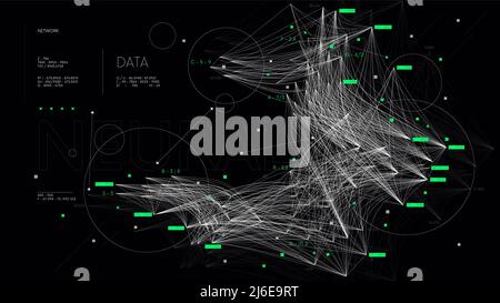 Tri et analyse de big data complexes, visualisation de réseaux de communication, base de données d'informations, illustration de la technologie vectorielle Illustration de Vecteur