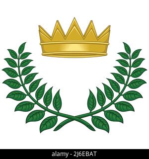 Motif vectoriel de couronne Laurel avec couronne royale, couronnes pour les gagnants Illustration de Vecteur