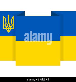 Trident sur le fond du drapeau de l'Ukraine. Bannière. Illustration de Vecteur
