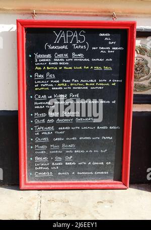 Menu de Yapas, une version Yorkshire de Tapas Banque D'Images