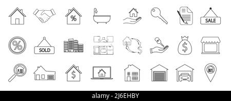 Icônes de l'immobilier. Illustration vectorielle. Illustration de Vecteur