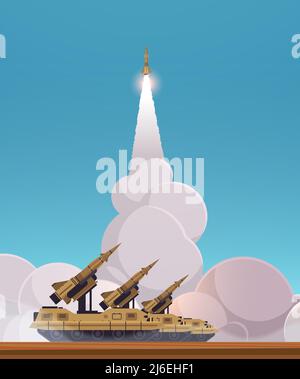 Le concept de véhicules lourds du système de missiles antiaériens ukrainien, équipement militaire spécial, arrête la guerre contre l'Ukraine Illustration de Vecteur