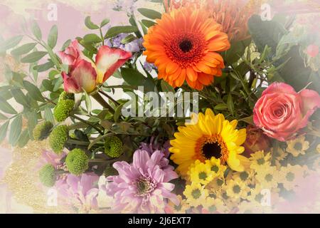 MOTIF FLORAL : carte de vœux Banque D'Images
