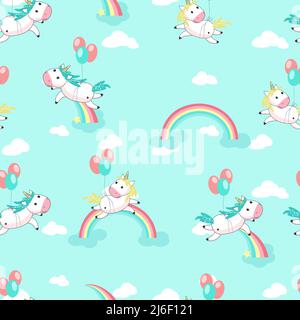 Unicorns avec motif vectoriel transparent de bulles Illustration de Vecteur