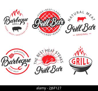 Ensemble vectoriel d'étiquettes barbecue vintage Illustration de Vecteur