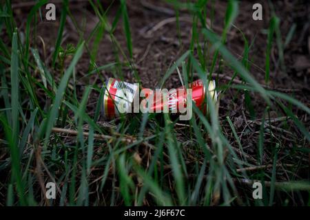 Terrer dans la nature, chute de la bière sur le sol Banque D'Images