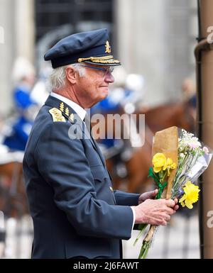 Le roi Carl Gustaf à la célébration de l'anniversaire du roi au Palais Royal, Stockholm, Suède, le samedi 30 avril 2022. Foto: Karin Törnblom / TT / Kod 2377 Banque D'Images