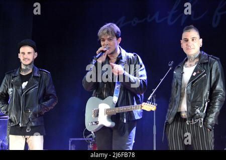 Antonio Fiordispino, Alex Fiordispino et Daniele Mona des Kolors à Verde Giffoni. (Photo de Giovanni Lemba/Pacific Press) Banque D'Images