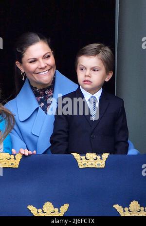 Princesse Victoria, prince Oscar à l'occasion de la célébration de l'anniversaire du roi au Palais Royal, Stockholm, Suède, le samedi 30 avril 2022. Foto: Karin Törnblom / TT / Kod 2377 Banque D'Images