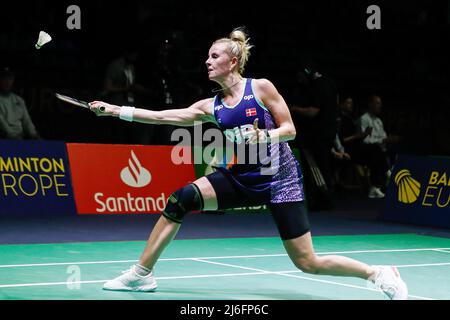 Mia Blichfeldt du Danemark, demi-finale lors des Championnats d'Europe de badminton 2022 le 29 avril 2022 au Centre sportif de Gallur à Madrid, Espagne - photo: Irina R Hipolito/DPPI/LiveMedia Banque D'Images