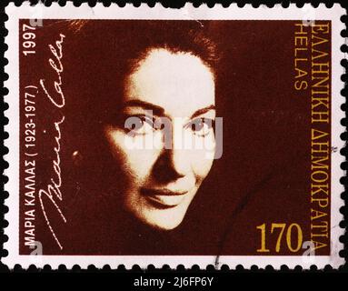 Portrait de Maria Callas sur l'ancien timbre-poste grec Banque D'Images