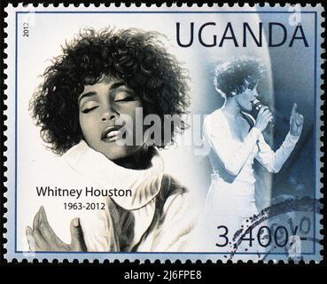 Portraits de Whitney Houston sur timbre-poste Banque D'Images