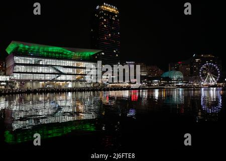 Vue nocturne de Darling Harbour à Sydney Banque D'Images