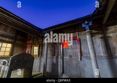 Hualien, Taïwan, 14 2010 AOÛT - vue de nuit de la résidence historique familiale Wang Banque D'Images