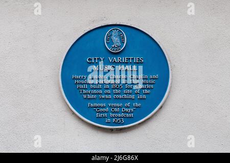 City variétés Music Hall célèbre lieu de la plaque bleue « Good Old Days » de Leeds Civic Trust - Leeds Banque D'Images