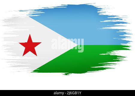 Pinceau coloré peint à la main drapeau national de Djibouti. Modèle pour bannière, carte, publicité , publicité TV, publicité, conception web a Banque D'Images
