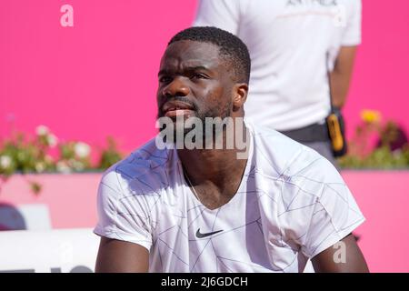 Frances Tiafoe des Etats-Unis d'Amérique est vu après avoir perdu le tournoi de tennis Millennium Estoril Open final ATP 250 contre Sebastian Baez d'Argentine au Clube de Tenis do Estoril.score final: Frances Tiafoe 0:2 Sebastian Baez (photo de Bruno de Carvalho / SOPA Images/Sipa USA) Banque D'Images