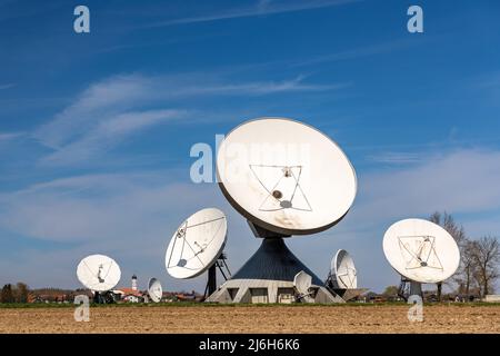 Antennes de la station terrestre de Raiting, Bavière, Allemagne Banque D'Images