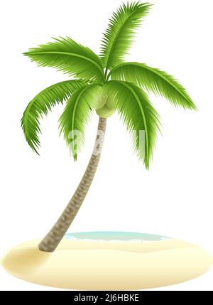 Élément design Palm Tree on Sandy Beach Illustration de Vecteur