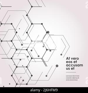 Structure moléculaire moderne de connexion avec des éléments vectoriels hexagonaux Illustration de Vecteur