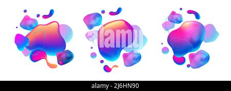 Ensemble d'éléments graphiques moderne abstrait. Formes et couleurs dynamiques. Résumé de gradient des bannières avec liquide en écoulement des formes. Modèle pour les pois desi Illustration de Vecteur