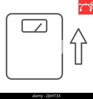 Icône de ligne de gain de poids, balance et surcharge pondérale, icône de vecteur d'échelle de poids, graphiques vectoriels, signe de contour de contour modifiable, eps 10. Illustration de Vecteur