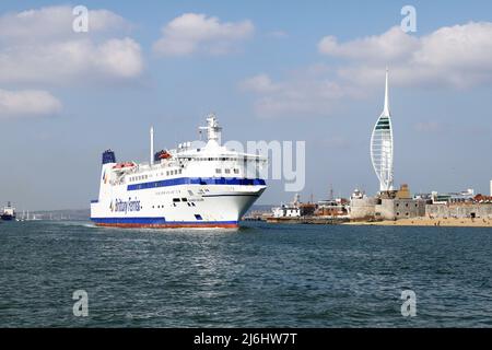 Brittany Ferries MS Barfleur en quittant Portsmouth Harbour en route vers la France Banque D'Images