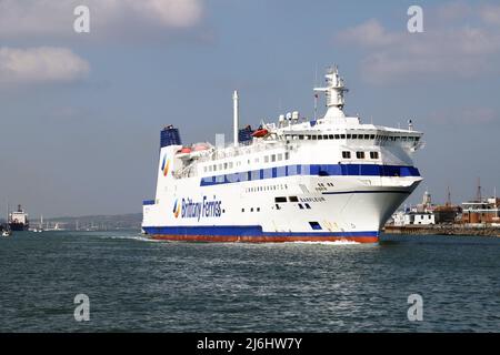 Brittany Ferries MS Barfleur en quittant Portsmouth Harbour en route vers la France Banque D'Images