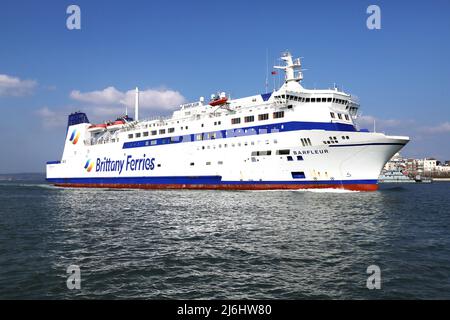 Brittany Ferries MS Barfleur en quittant Portsmouth Harbour en route vers la France Banque D'Images