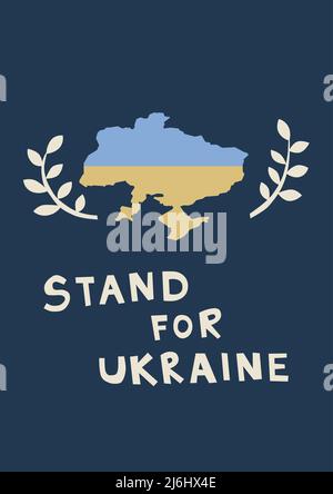 illustration du pays près du support pour l'ukraine lettrage sur bleu, illustration de stock Illustration de Vecteur