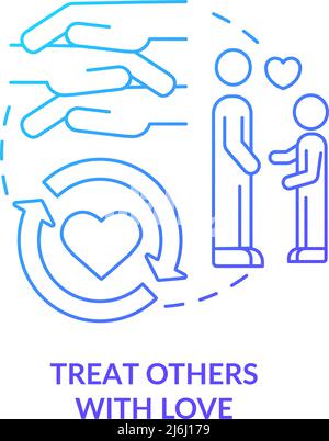 Traitez les autres avec l'icône de concept dégradé bleu amour Illustration de Vecteur