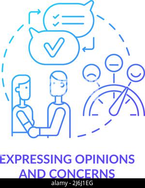 Exprimer des opinions et des préoccupations Blue gradient concept icône Illustration de Vecteur