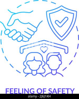 Icône de concept de gradient bleu sentiment de sécurité Illustration de Vecteur