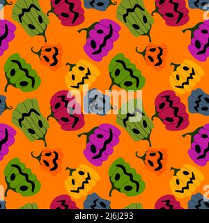 Motif de citrouille sans couture pour Halloween pour tissus et textiles, emballages et cadeaux, cartes, linge et enfants Banque D'Images