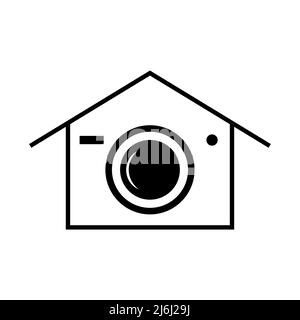 Illustration vectorielle du logo de la maison de l'appareil photo Illustration de Vecteur