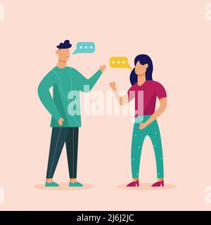 Illustration dessin vectoriel de personnes parlant entre l'homme et la femme Illustration de Vecteur