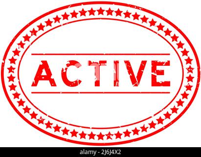 Grunge rouge mot actif joint ovale en caoutchouc sur fond blanc Illustration de Vecteur
