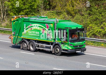 Chariot de collecte des déchets JWS. 2021 vert Dennis Elite 6 W2628VRH6 7698cc diesel automatique Banque D'Images