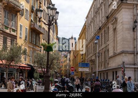 Rue de la préfecture du Vieux Nice, France. Banque D'Images