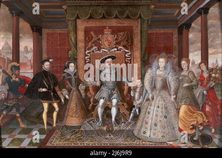 Une allégorie de la succession de Tudor : la famille de Henry VIII Artiste inconnu, XVIe siècle ca. 1590. Banque D'Images