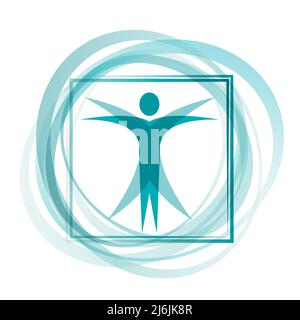 L'Homme de Vitruvian de Leonardo da Vinci sous une forme abstraite et moderne, forme dynamique. Motif vectoriel Illustration de Vecteur