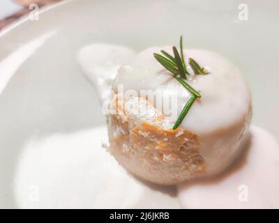 Flan de citrouille au coeur de gorgonzola, cuisine italienne Banque D'Images